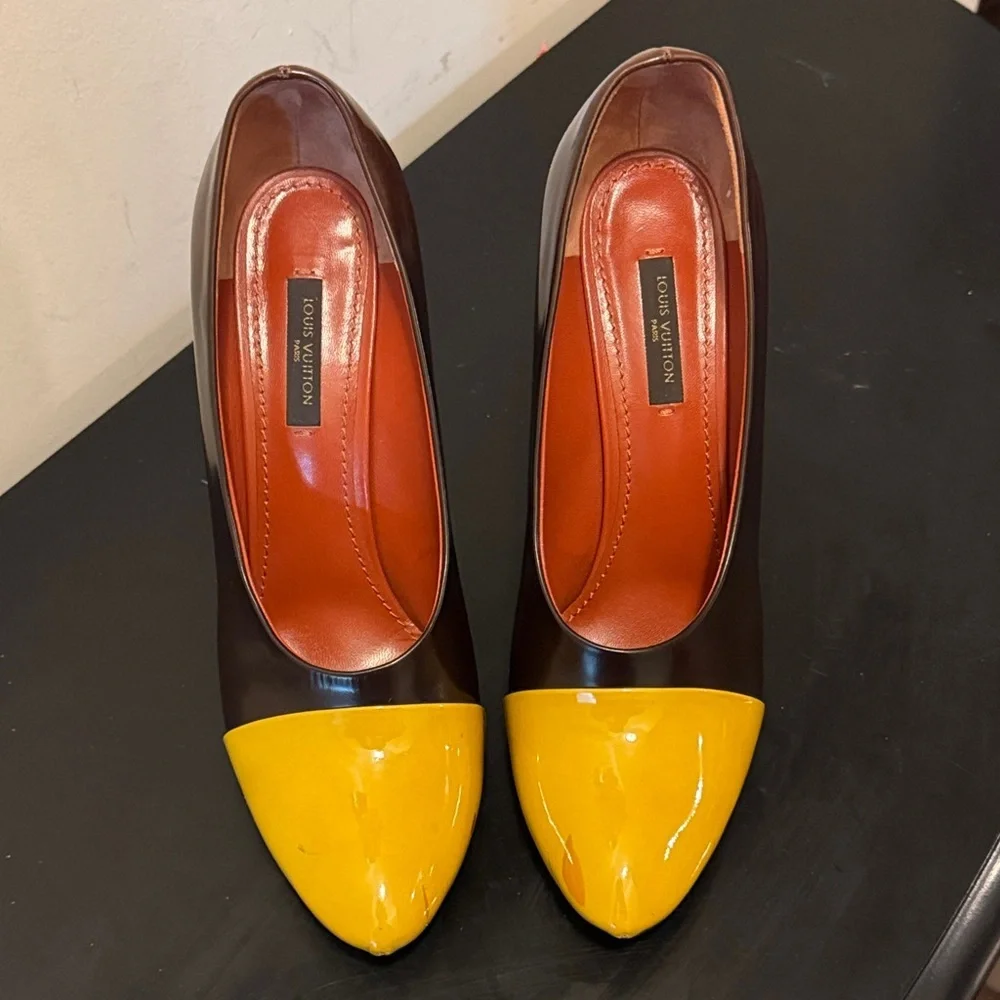 Louis Vuitton Two-Tone Brown and Yellow Heels